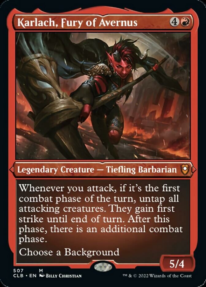 Karlach, Fury of Avernus (Foil Etched) [Commander Legends: Battle for Baldur's Gate] | Arkham Games and Comics