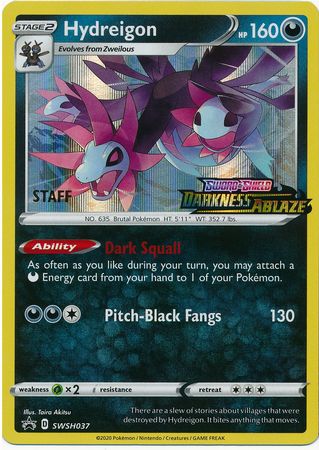 Hydreigon (SWSH037) (Staff Prerelease Promo) [Sword & Shield: Black Star Promos] | Arkham Games and Comics