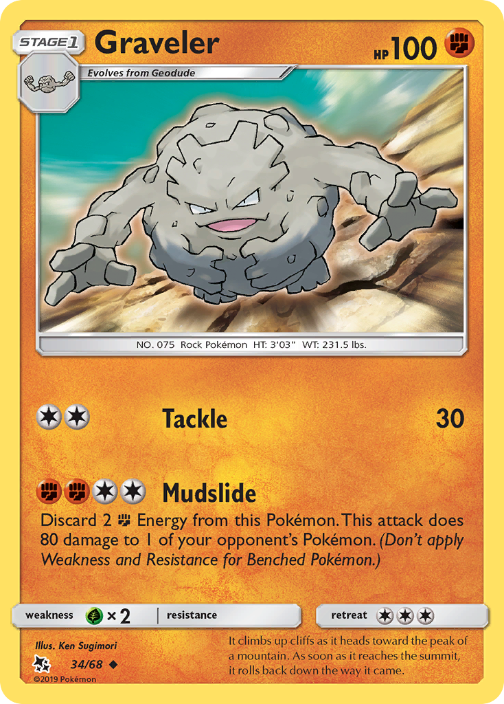 Graveler (34/68) [Sun & Moon: Hidden Fates] | Arkham Games and Comics