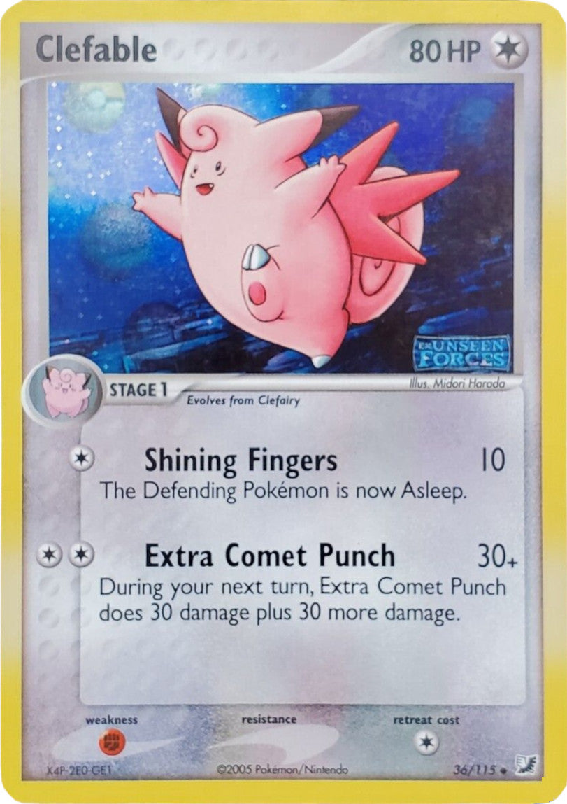 Clefable (36/115) (Stamped) [EX: Unseen Forces] | Arkham Games and Comics