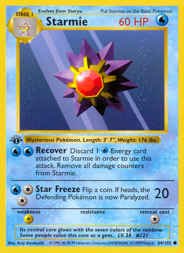 Starmie (64/102) (Shadowless) [Base Set 1st Edition] | Arkham Games and Comics