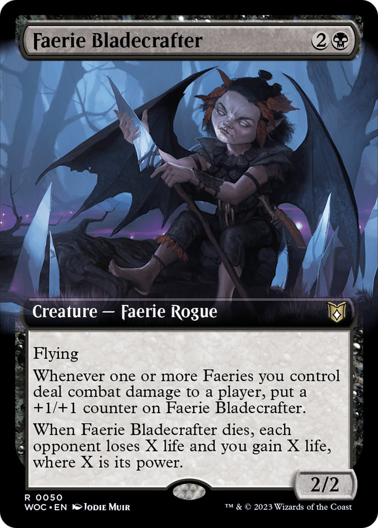 Faerie Bladecrafter (Extended Art) [Wilds of Eldraine Commander] | Arkham Games and Comics