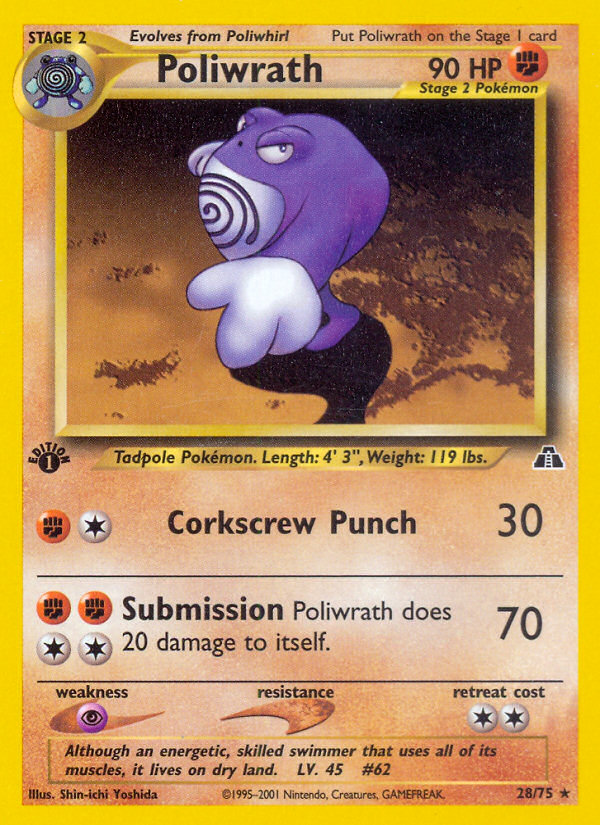 Poliwrath (28/75) [Neo Discovery 1st Edition] | Arkham Games and Comics