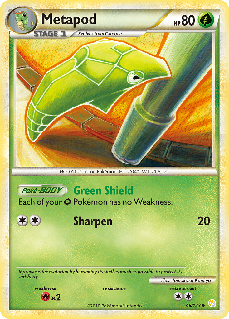 Metapod (46/123) [HeartGold & SoulSilver: Base Set] | Arkham Games and Comics