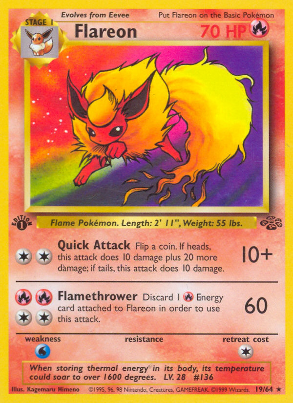 Flareon (19/64) [Jungle 1st Edition] | Arkham Games and Comics