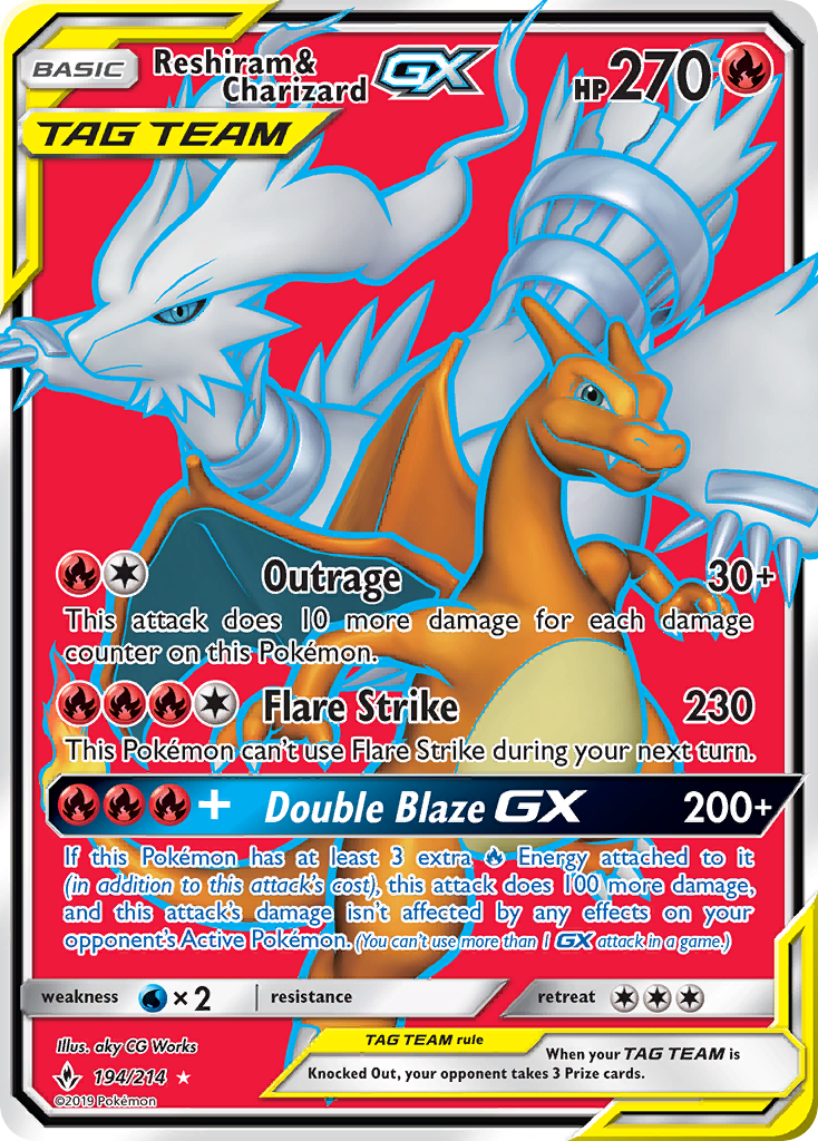 Reshiram & Charizard GX (194/214) [Sun & Moon: Unbroken Bonds] | Arkham Games and Comics