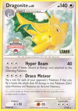 Dragonite (2/146) (National Championship Staff) [Diamond & Pearl: Legends Awakened] | Arkham Games and Comics