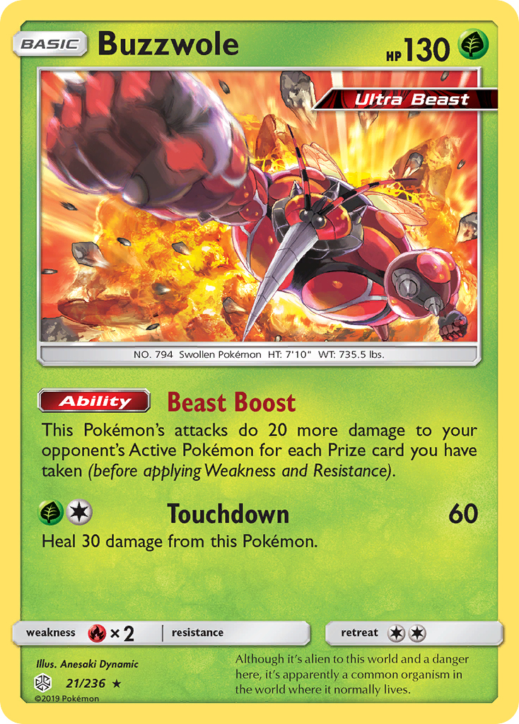 Buzzwole (21/236) [Sun & Moon: Cosmic Eclipse] | Arkham Games and Comics