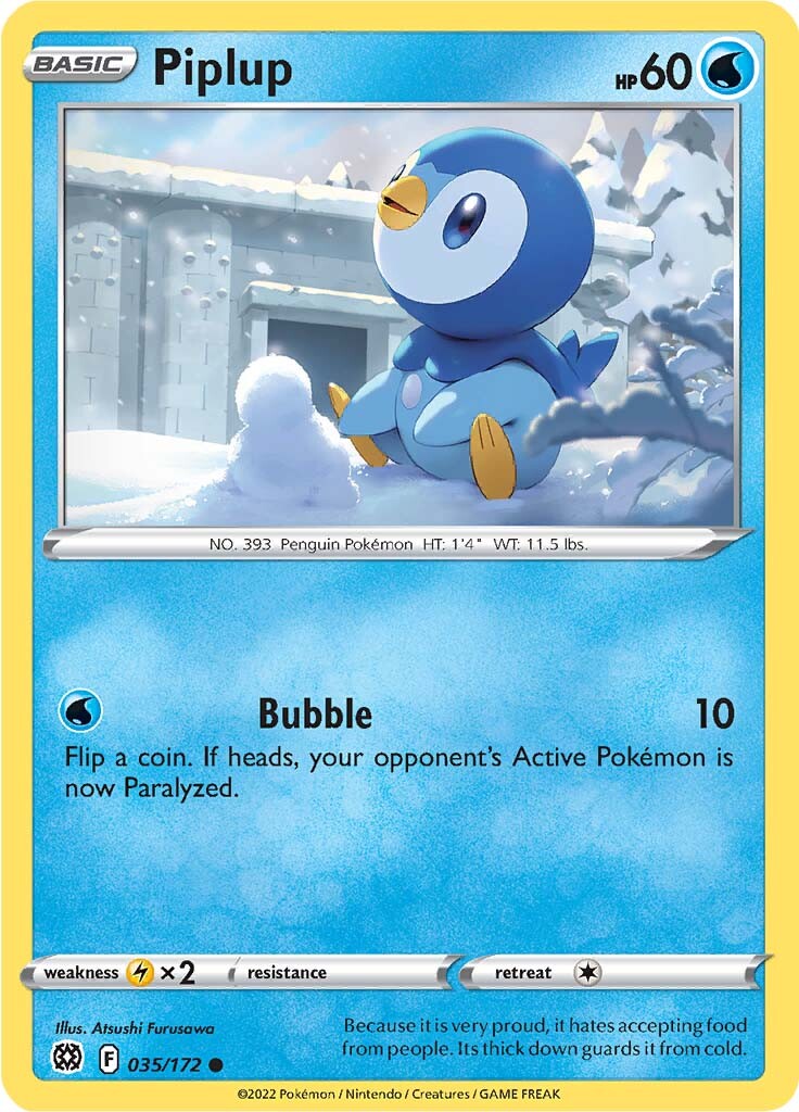 Piplup (035/172) [Sword & Shield: Brilliant Stars] | Arkham Games and Comics