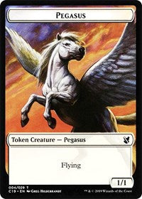 Pegasus // Human Double-sided Token [Commander 2019 Tokens] | Arkham Games and Comics