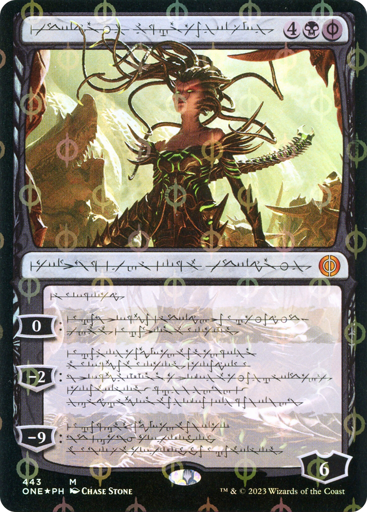 Vraska, Betrayal's Sting (Phyrexian Step-and-Compleat Foil) [Phyrexia: All Will Be One] | Arkham Games and Comics