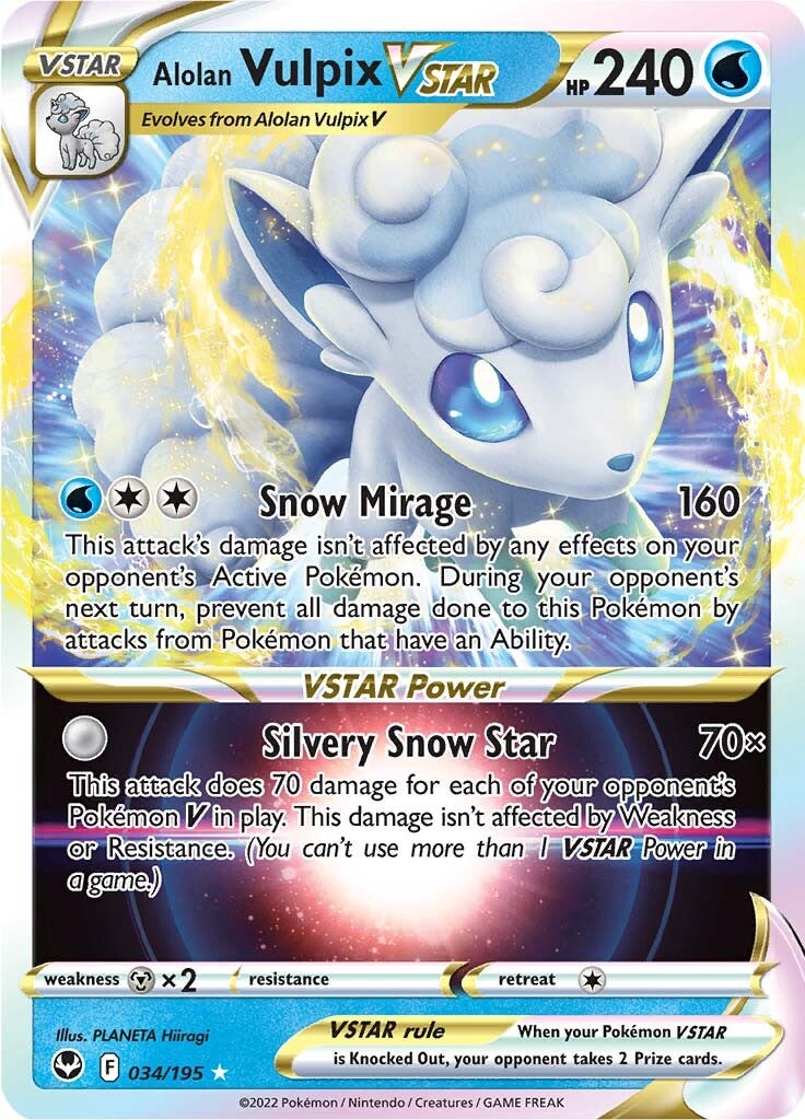 Alolan Vulpix VSTAR (034/195) [Sword & Shield: Silver Tempest] | Arkham Games and Comics