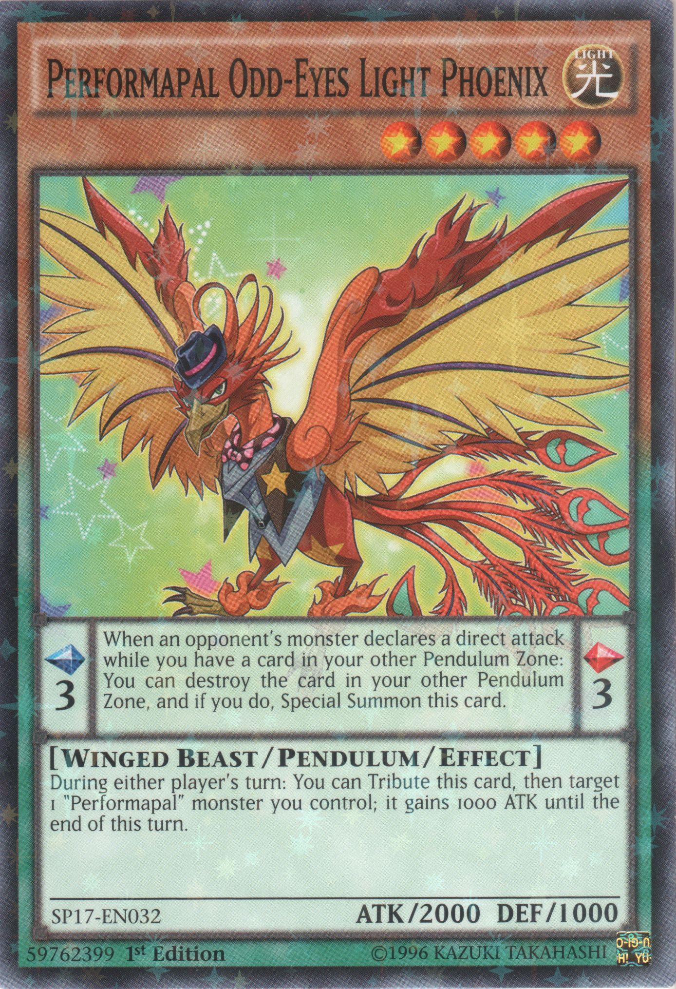 Performapal Odd-Eyes Light Phoenix [SP17-EN032] Starfoil Rare | Arkham Games and Comics