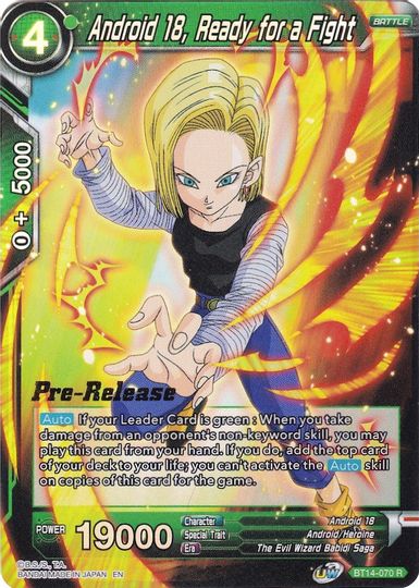 Android 18, Ready for a Fight (BT14-070) [Cross Spirits Prerelease Promos] | Arkham Games and Comics