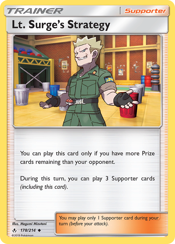 Lt. Surge's Strategy (178/214) [Sun & Moon: Unbroken Bonds] | Arkham Games and Comics