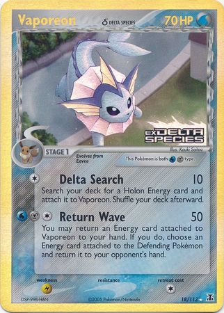 Vaporeon (18/113) (Delta Species) (Stamped) [EX: Delta Species] | Arkham Games and Comics