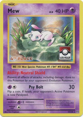 Mew (53/108) (League Promo 4th Place) [XY: Evolutions] | Arkham Games and Comics