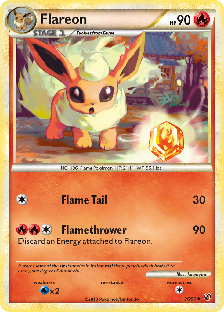 Flareon (26/90) [HeartGold & SoulSilver: Undaunted] | Arkham Games and Comics