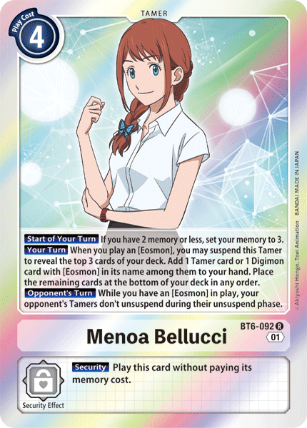 Menoa Bellucci [BT6-092] [Double Diamond] | Arkham Games and Comics