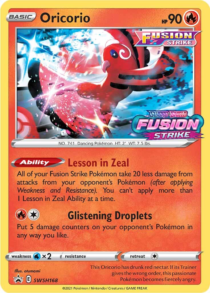 Oricorio (SWSH168) (Prerelease Promo) [Sword & Shield: Black Star Promos] | Arkham Games and Comics