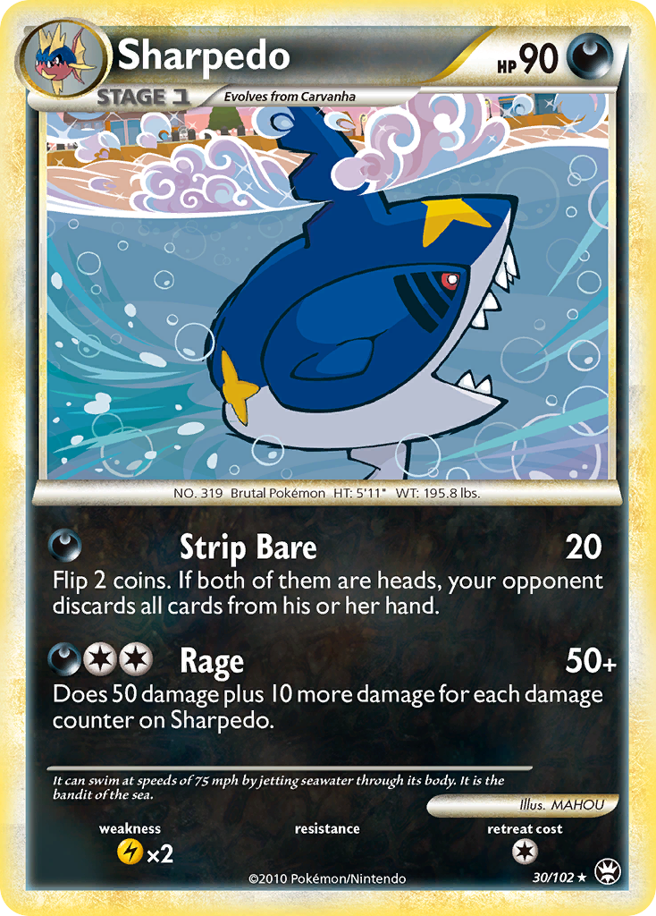 Sharpedo (30/102) [HeartGold & SoulSilver: Triumphant] | Arkham Games and Comics