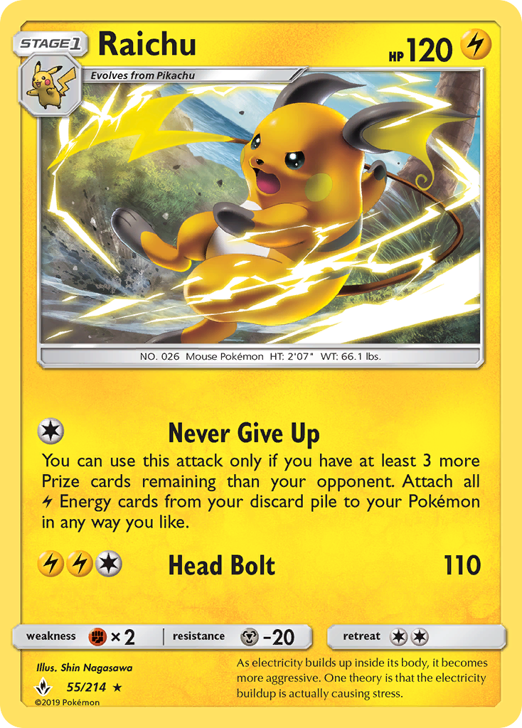 Raichu (55/214) [Sun & Moon: Unbroken Bonds] | Arkham Games and Comics