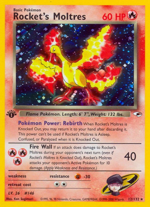 Rocket's Moltres (12/132) [Gym Heroes 1st Edition] | Arkham Games and Comics