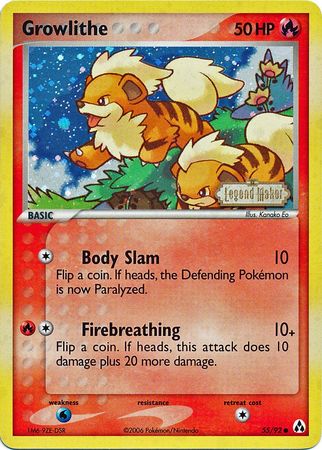 Growlithe (55/92) (Stamped) [EX: Legend Maker] | Arkham Games and Comics