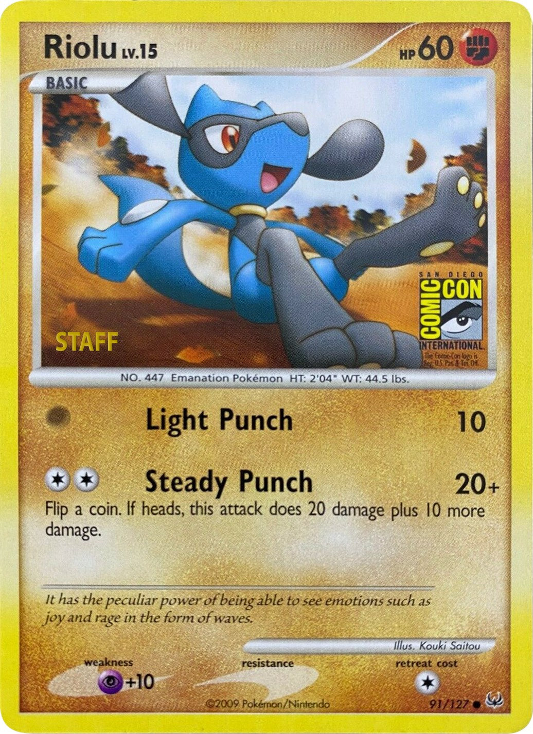 Riolu (91/127) (SDCC 2009) (Staff) [Platinum: Base Set] | Arkham Games and Comics