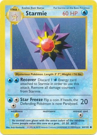 Starmie (64/102) [Base Set Shadowless Unlimited] | Arkham Games and Comics