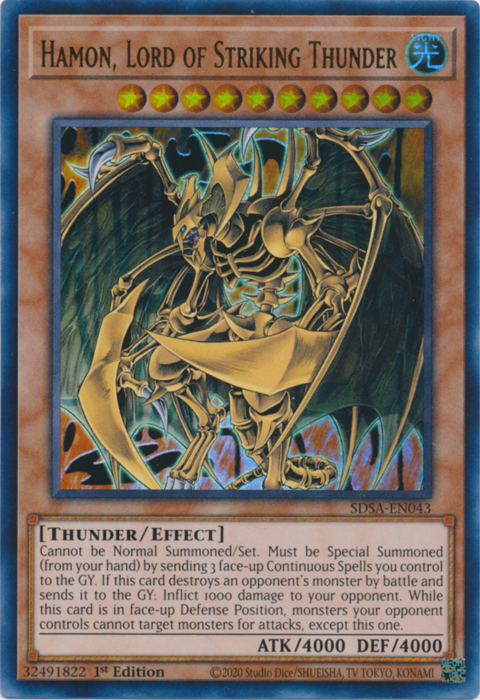 Hamon, Lord of Striking Thunder [SDSA-EN043] Ultra Rare | Arkham Games and Comics