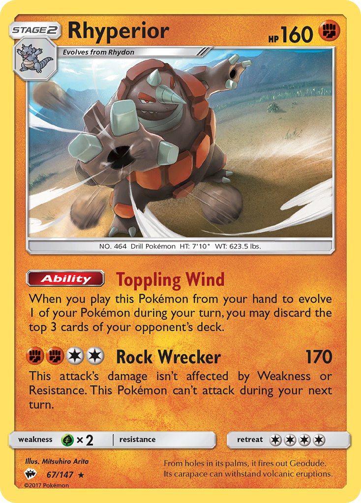 Rhyperior (67/147) (Theme Deck Exclusive) [Sun & Moon: Burning Shadows] | Arkham Games and Comics