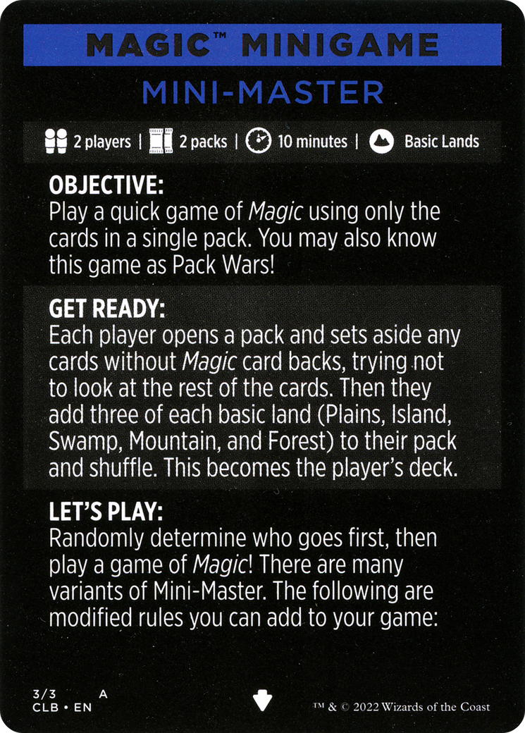 Mini-Master (Magic Minigame) [Commander Legends: Battle for Baldur's Gate Minigame] | Arkham Games and Comics