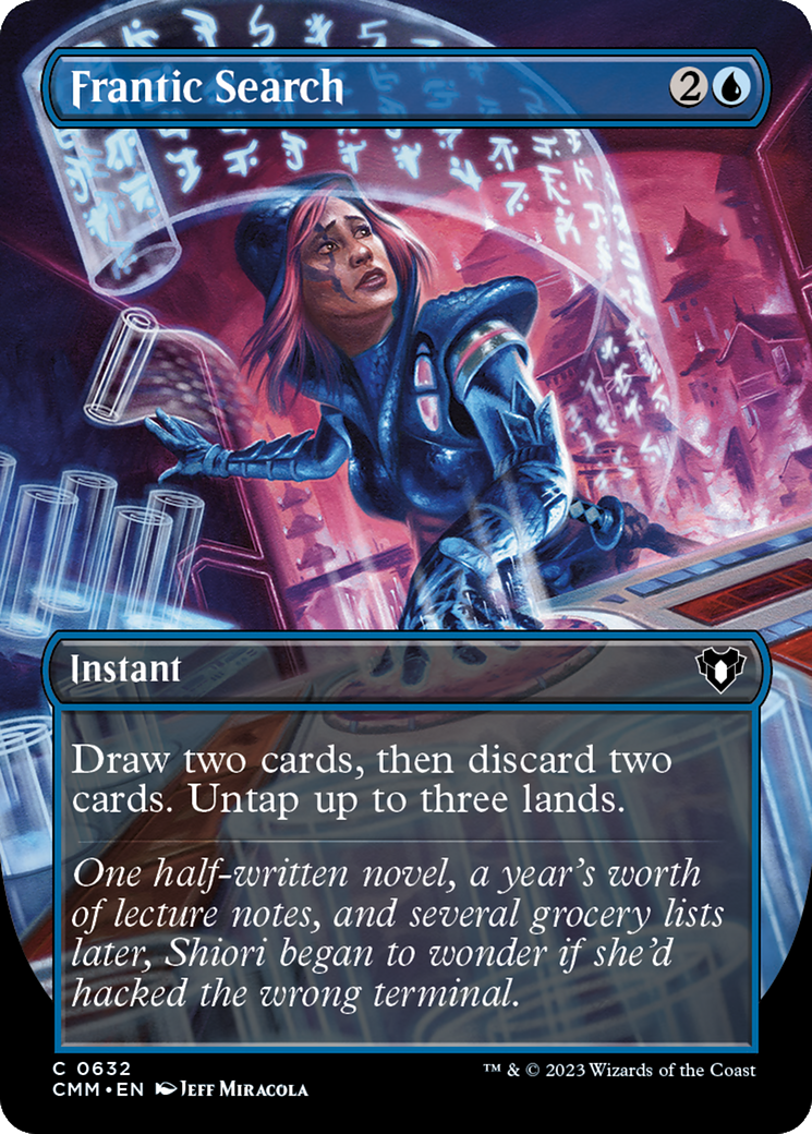 Frantic Search (Borderless Alternate Art) [Commander Masters] | Arkham Games and Comics