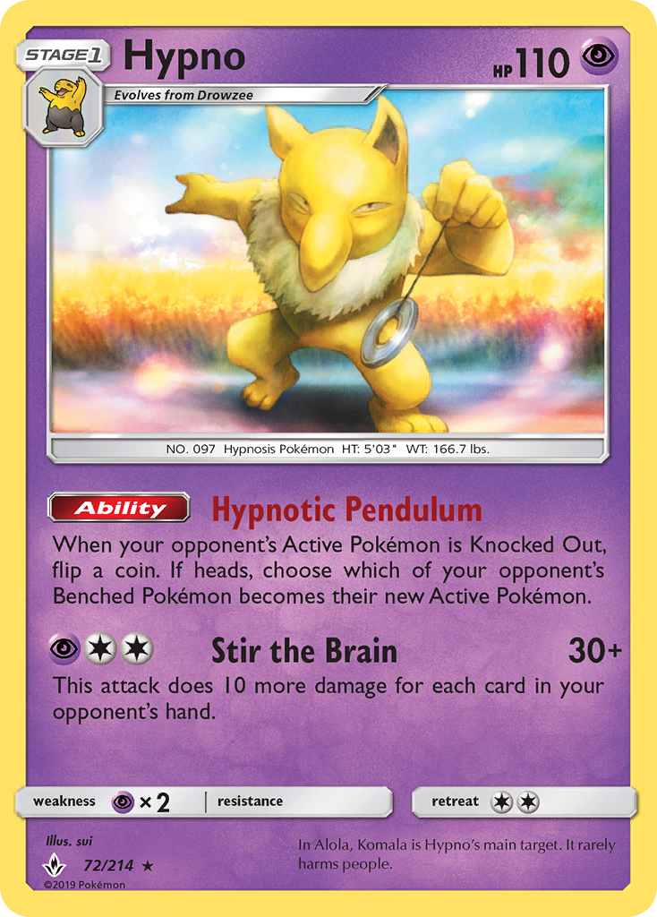 Hypno (72/214) [Sun & Moon: Unbroken Bonds] | Arkham Games and Comics