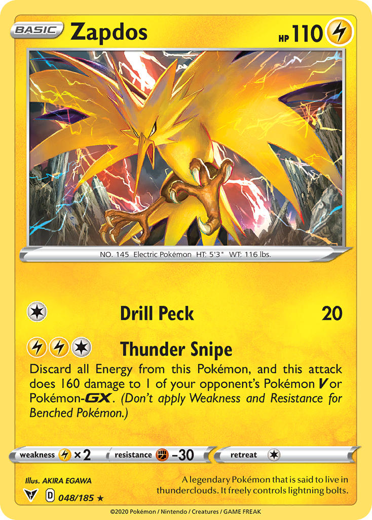 Zapdos (048/185) [Sword & Shield: Vivid Voltage] | Arkham Games and Comics