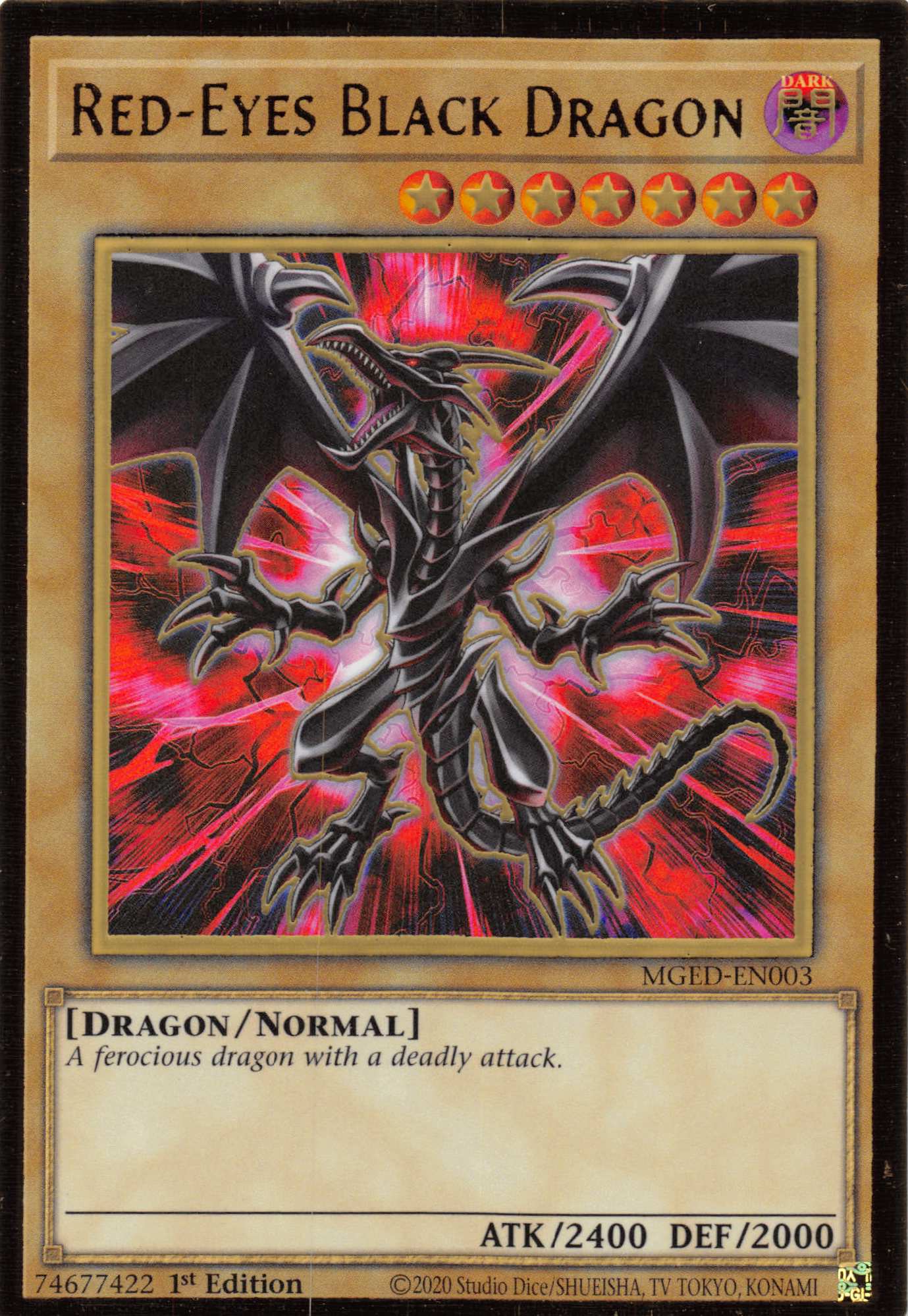 Red-Eyes Black Dragon (Alternate Art) [MGED-EN003] Gold Rare | Arkham Games and Comics