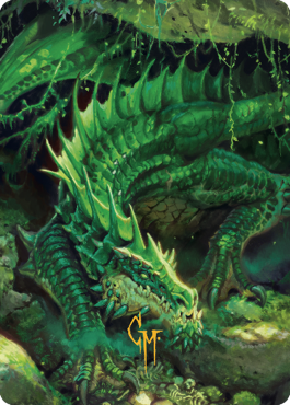 Lurking Green Dragon Art Card (Gold-Stamped Signature) [Commander Legends: Battle for Baldur's Gate Art Series] | Arkham Games and Comics