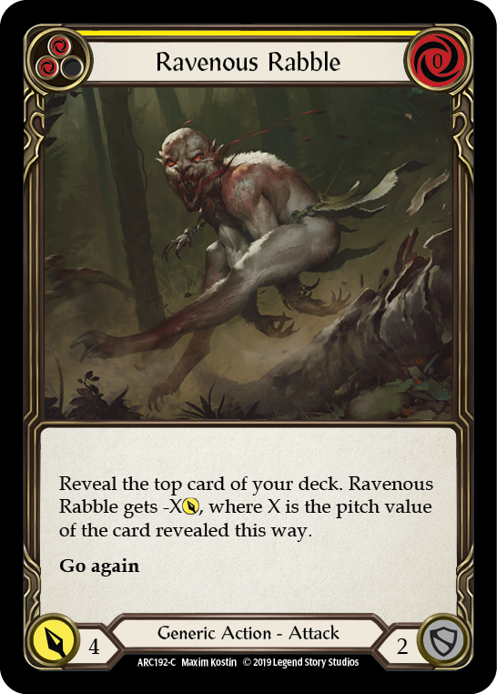 Ravenous Rabble (Yellow) [ARC192-C] (Arcane Rising)  1st Edition Rainbow Foil | Arkham Games and Comics