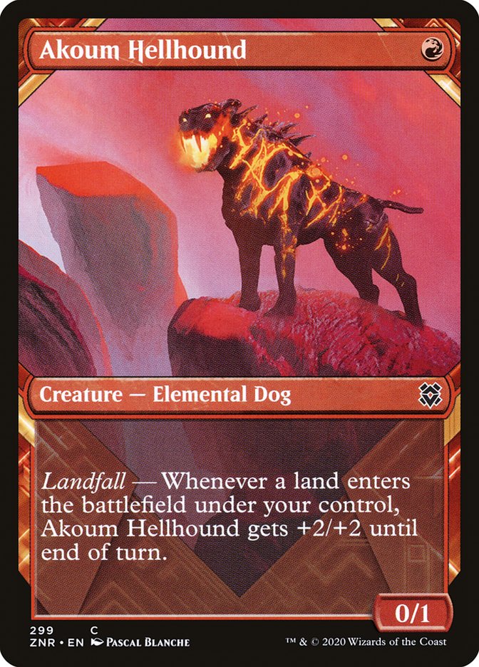 Akoum Hellhound (Showcase) [Zendikar Rising] | Arkham Games and Comics