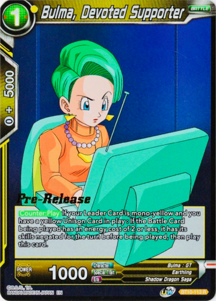 Bulma, Devoted Supporter (BT10-113) [Rise of the Unison Warrior Prerelease Promos] | Arkham Games and Comics