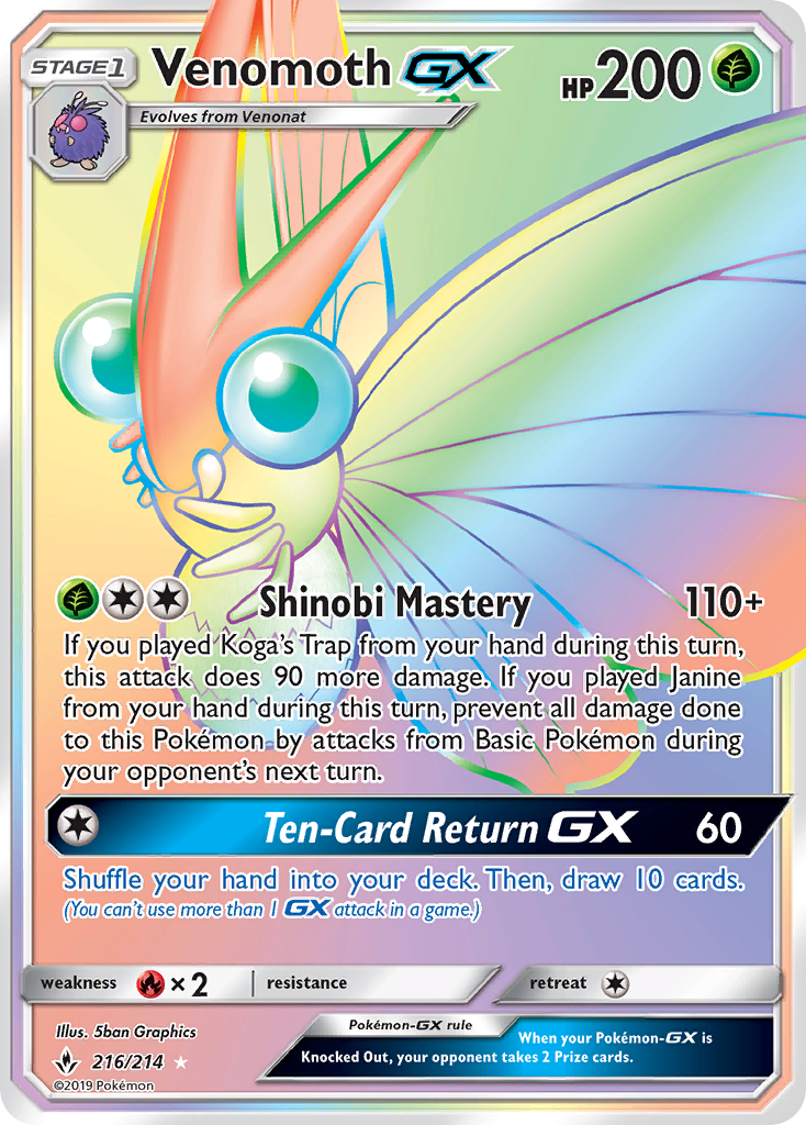 Venomoth GX (216/214) [Sun & Moon: Unbroken Bonds] | Arkham Games and Comics