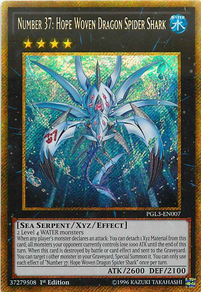 Number 37: Hope Woven Dragon Spider Shark [PGL3-EN007] Gold Secret Rare | Arkham Games and Comics