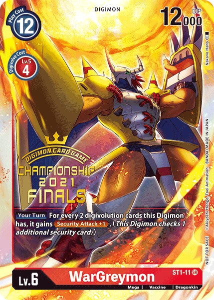 WarGreymon [ST1-11] (2021 Championship Finals Event Pack Alt-Art Gold Stamp Set) [Starter Deck: Gaia Red Promos] | Arkham Games and Comics