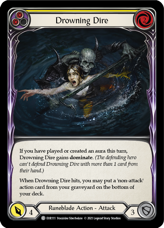 Drowning Dire (Yellow) [EVR111] (Everfest)  1st Edition Rainbow Foil | Arkham Games and Comics