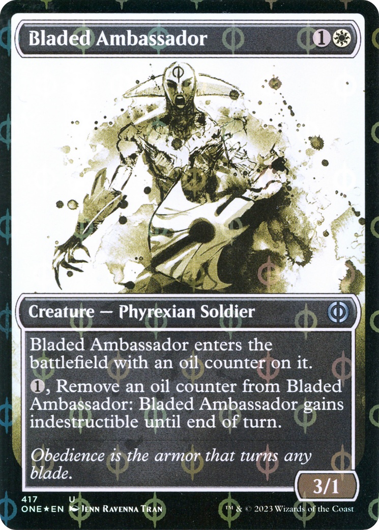 Bladed Ambassador (Showcase Ichor Step-and-Compleat Foil) [Phyrexia: All Will Be One] | Arkham Games and Comics