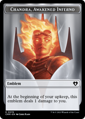 Chandra, Awakened Inferno Emblem // Wizard Double-Sided Token [Commander Masters Tokens] | Arkham Games and Comics