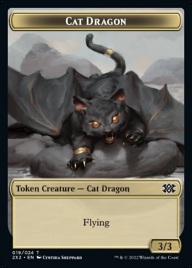 Cat Dragon // Soldier Double-sided Token [Double Masters 2022 Tokens] | Arkham Games and Comics