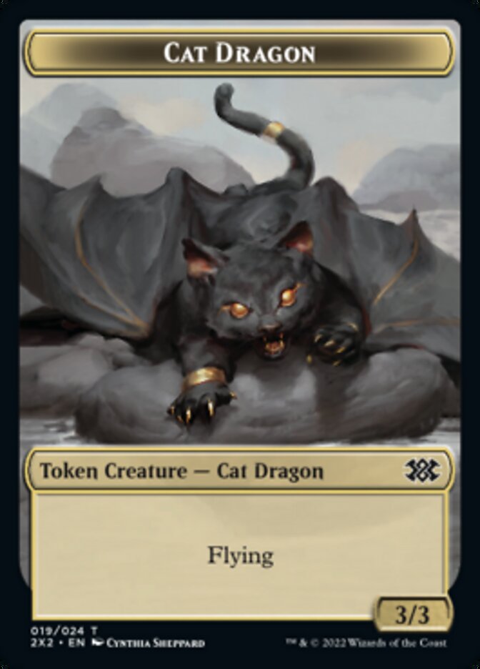 Cat Dragon // Spirit Double-sided Token [Double Masters 2022 Tokens] | Arkham Games and Comics