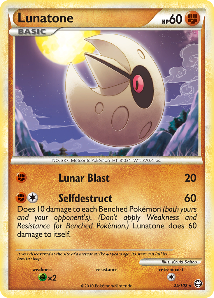 Lunatone (25/102) [HeartGold & SoulSilver: Triumphant] | Arkham Games and Comics